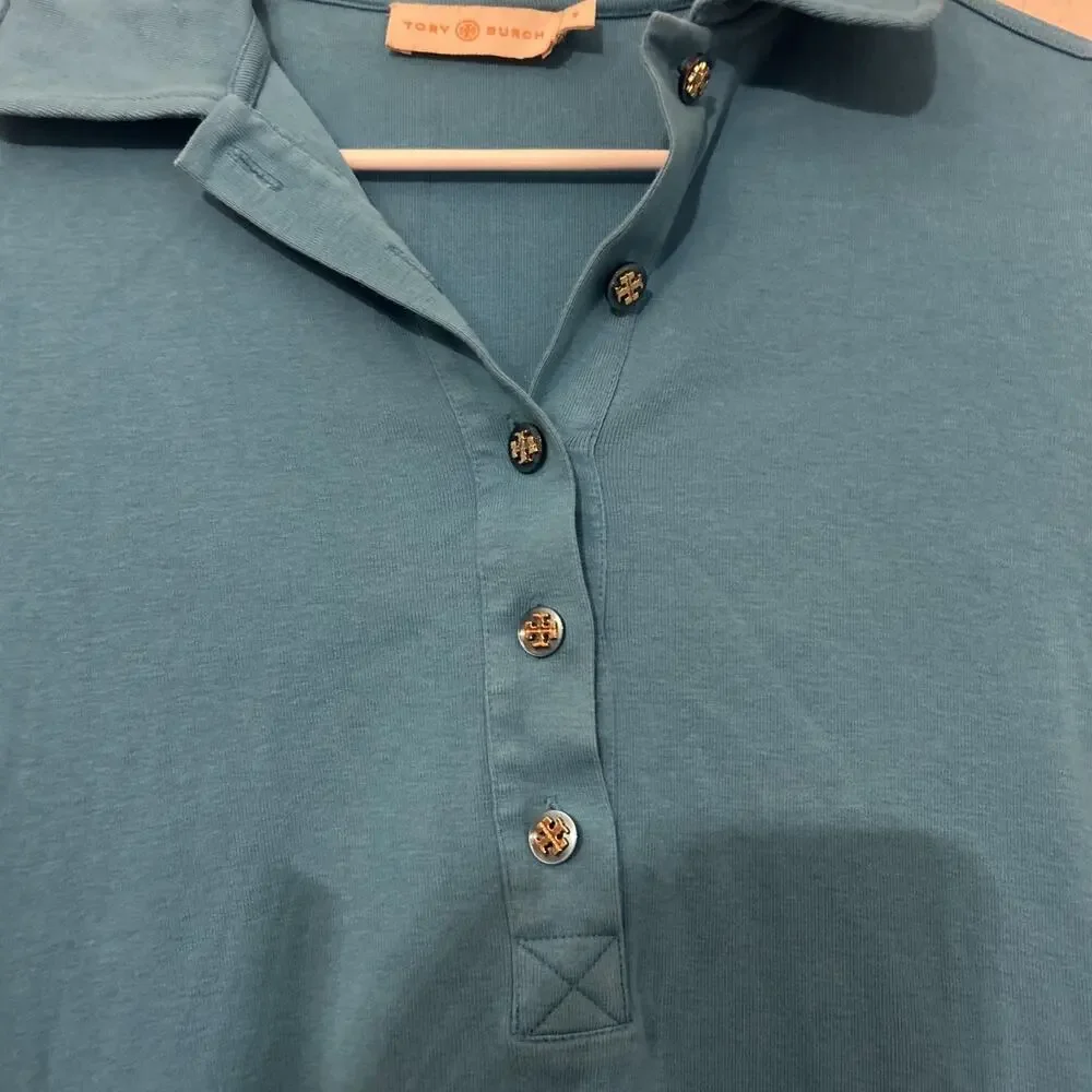 Tory Burch Top Women small Polo Three Quarter Sleeve Button Front Casual Knit